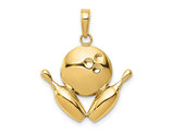 10K Yellow Gold Bowling Ball and Pins Charm Pendant (NO CHAIN)
